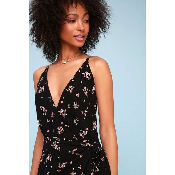 Free People Tango at Night Floral Faux Wrap Skirt Romper w Pockets - Picture 4 of 13